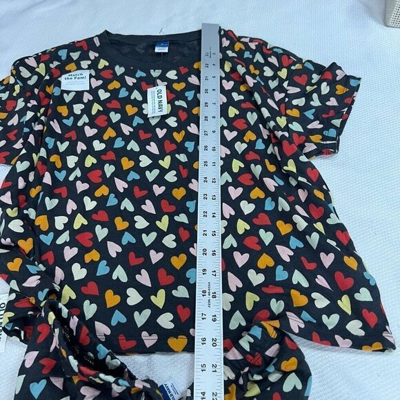 Old‎ Navy Gray Multicolor Hearts Short Sleeve Shorts Pajamas Set XS Women’s NWT - Picture 5 of 7